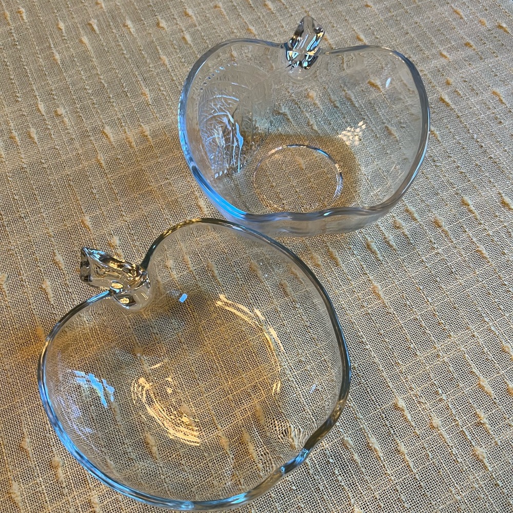 Glass apple dishes, set of two